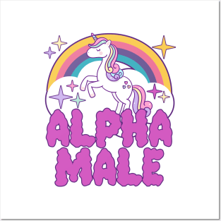 Ironic Alpha Male Unicorn Rainbow Funny Meme Posters and Art
